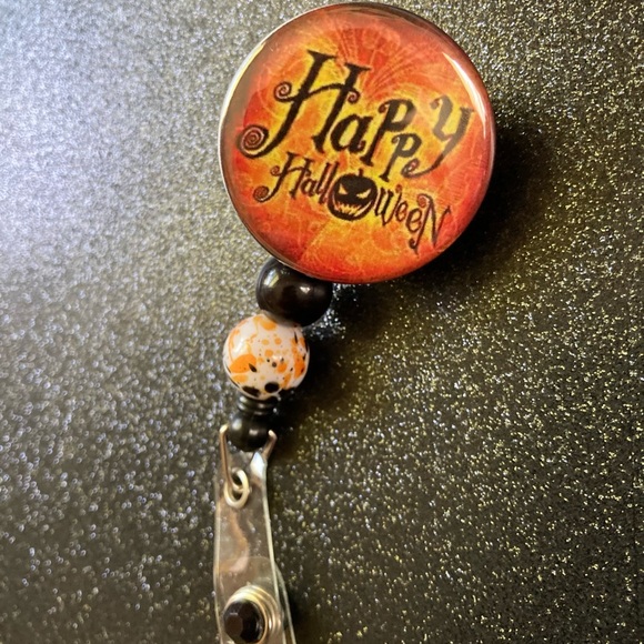Happy Halloween ID Badge Reel W/Beads - Picture 2 of 3